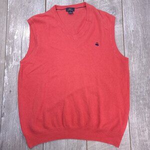 Brooks Brothers Sweater Vest Mens XL Pink Linen Blend V-Neck Pullover Golf Light